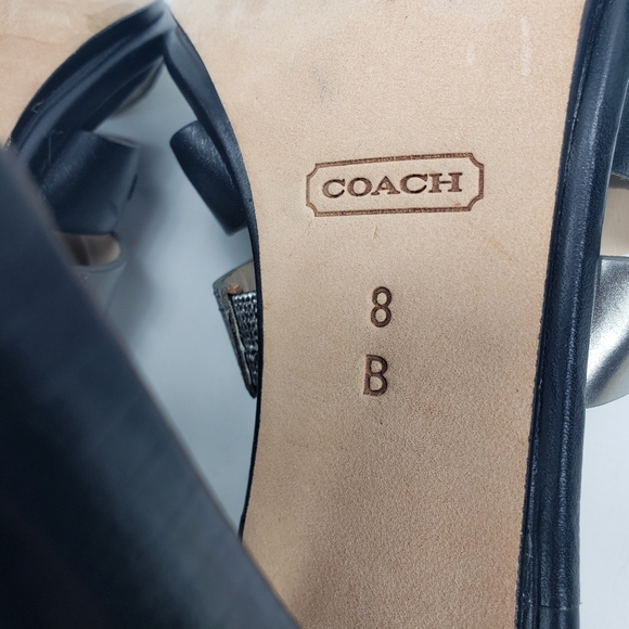 **COACH** BLACK HEELS Python Embossed Mirrored Leather  8 - Picture 12 of 12